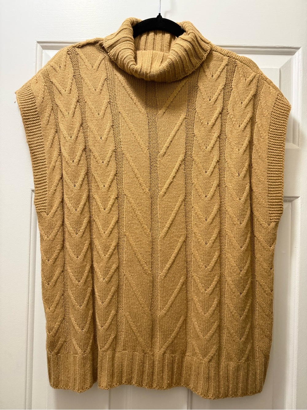 SHEIN Sleeveless Turtleneck Cable Knit Sweater - Khaki - Picture 5 of 6